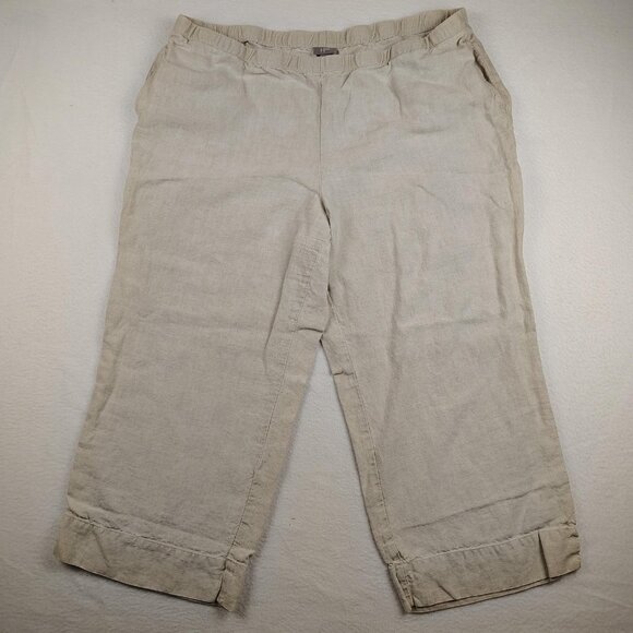 J. Jill Pants - J. Jill Linen Wide Leg Pants Womens XL Beige Cropped Capri